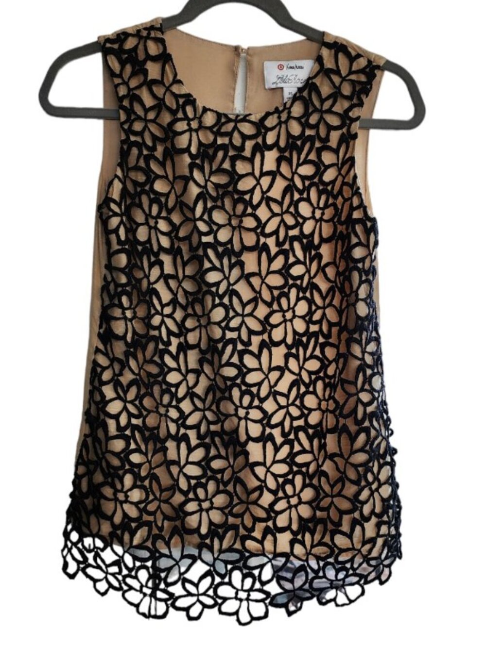 Lela Rose for Neiman Marcus + Target Sleeveless Tank Beige Black Cotton Silk XS